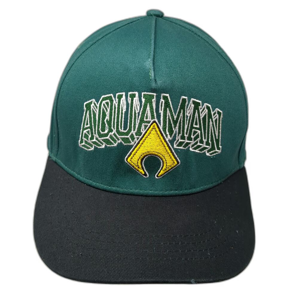 Six Flags Aquaman 5 Panel Hat Green Black One Size Snapback Cotton DC Comics
